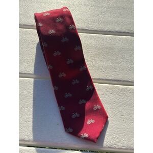 Sprezza NYC Mens Skinny Tie Red Bicycle Pattern Ribbed Polyester Necktie 2.5"